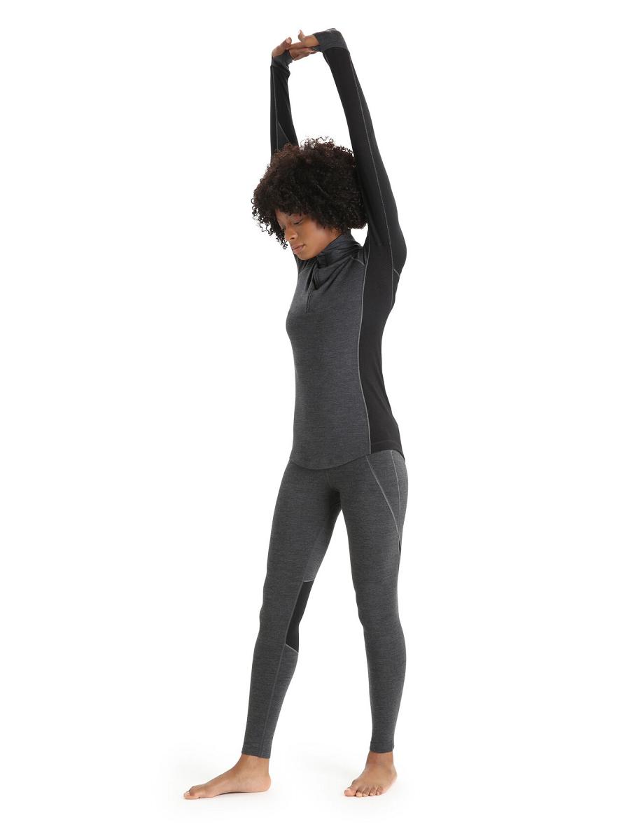 Icebreaker BodyfitZone™ Merino 260 Zone Long Sleeve Half Zip Thermal Top Naisten Base Layers Mustat | FI 1898VRWD